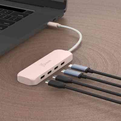 Концентратор J5create USB-C to 4xUSB-C 3.2 10Gbps rose (JCH345ER-N) Винница