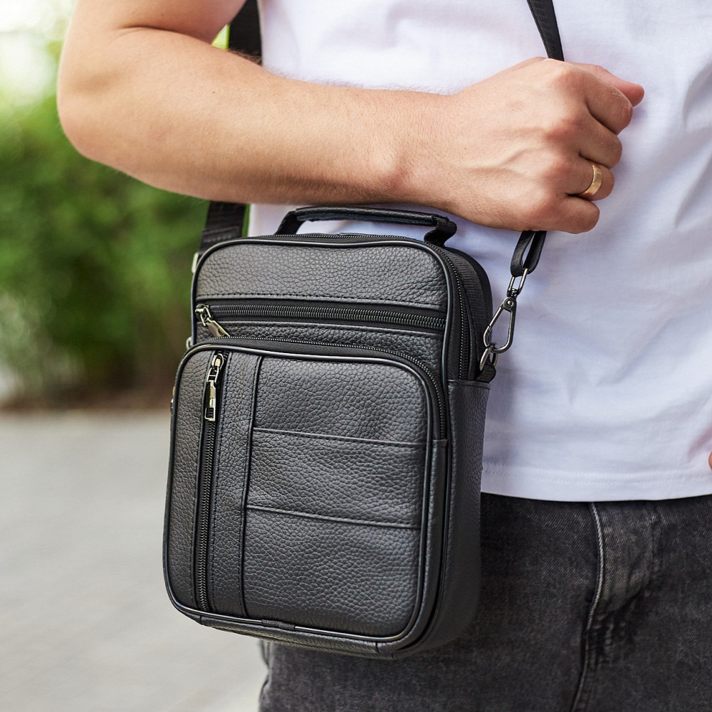 Чоловіча шкіряна сумка-барсетка через плече чорна Bexhill BX-09164 Київ - фото 1