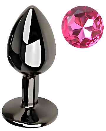 Анальная пробка с кристаллом EGZO - Dark Gray Round Plug Rose, size S Sex Aura Киев
