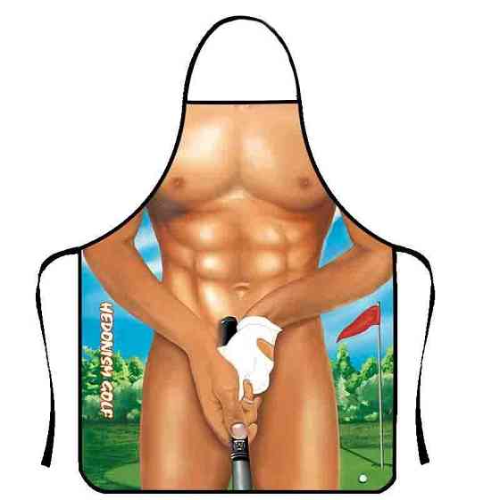 Мужской фартук с приколом с принтом мускулистого торса гольфиста 73 на 57 см разноцветный Киев