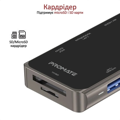 Концентратор Promate USB-C 11-in-1 Promate primehub-pro.grey (primehub-pro.grey) Вінниця - фото 8
