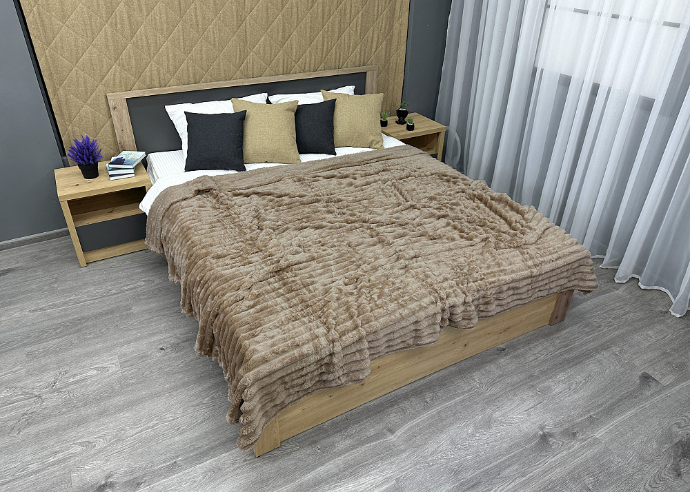 Плед-покривало смужка Шарпей 210х220 см (+-10см) Капучино (87-203) Київ - фото 3