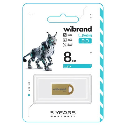 USB флеш накопитель Wibrand 8GB lynx Gold USB 2.0 (WI2.0/LY8M2G) Винница - изображение 2