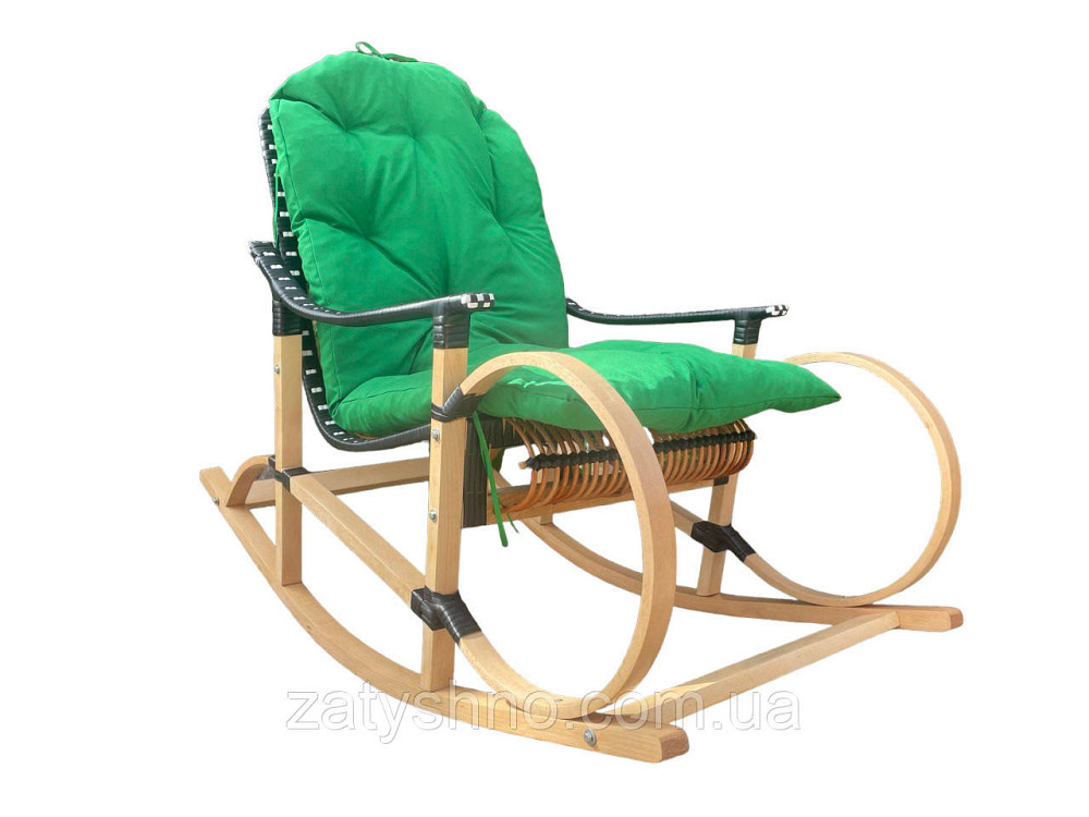 Крісло гойдалка із зеленою подушкою Київ - фото 10