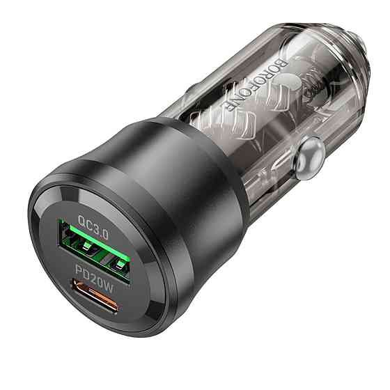 Автомобільний зарядний пристрій BOROFONE BZ25 Journey PD38W(1C1A) car charger Transparent Black (6941991106965) Киев
