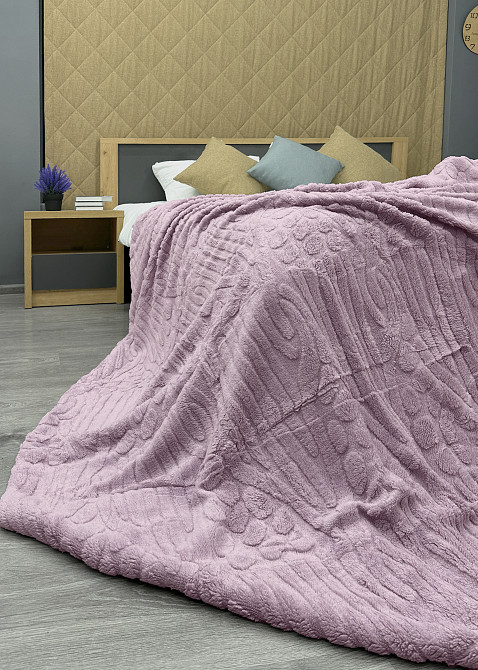 Плед 200х230 см (+-10см) на овчині "Косичка" колір ліловий (87-308) Київ - фото 7