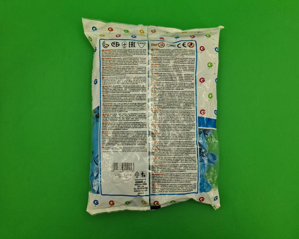 Повітряні кульки світло блакитні 12" (30 см) 100 шт Gemar (1 пач.) Харків - фото 2