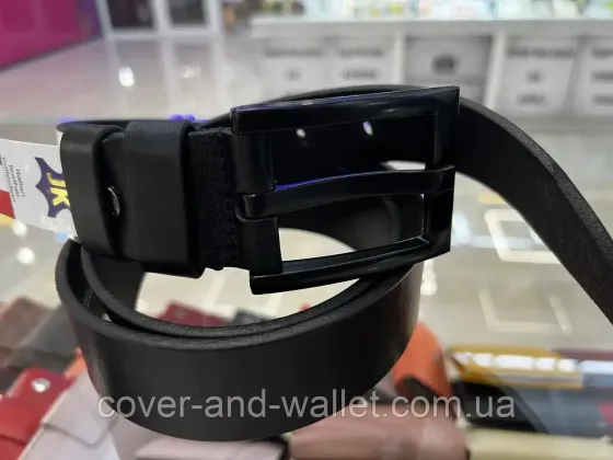 Стильний чоловічий ремінь під джинси з натуральної шкіри з чорною пряжкою  40 мм PS Leather Київ