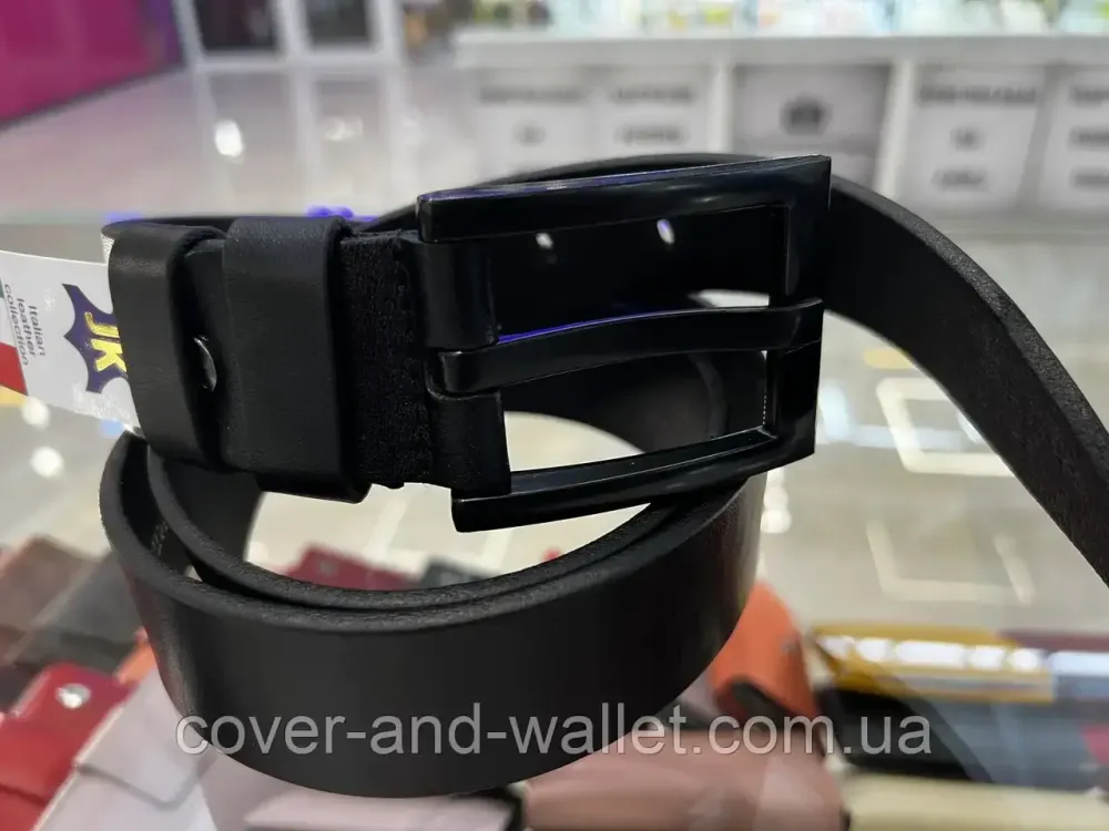 Стильный мужской ремень под джинсы из натуральной кожи с черной пряжкой 40 мм PS Leather Киев - изображение 5