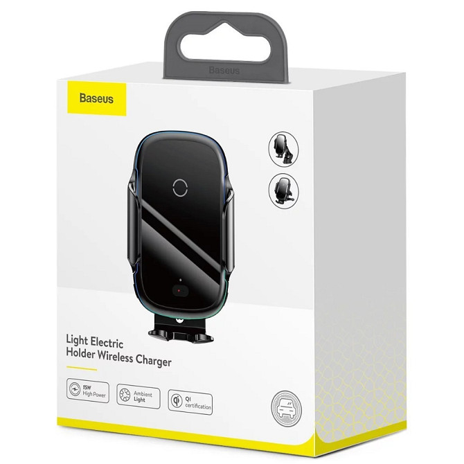 Автомобільний тримач для телефона з бездротовою зарядкою Baseus Light Electric 15 W WXHW03-01 (Чорний) Миколаїв - фото 10