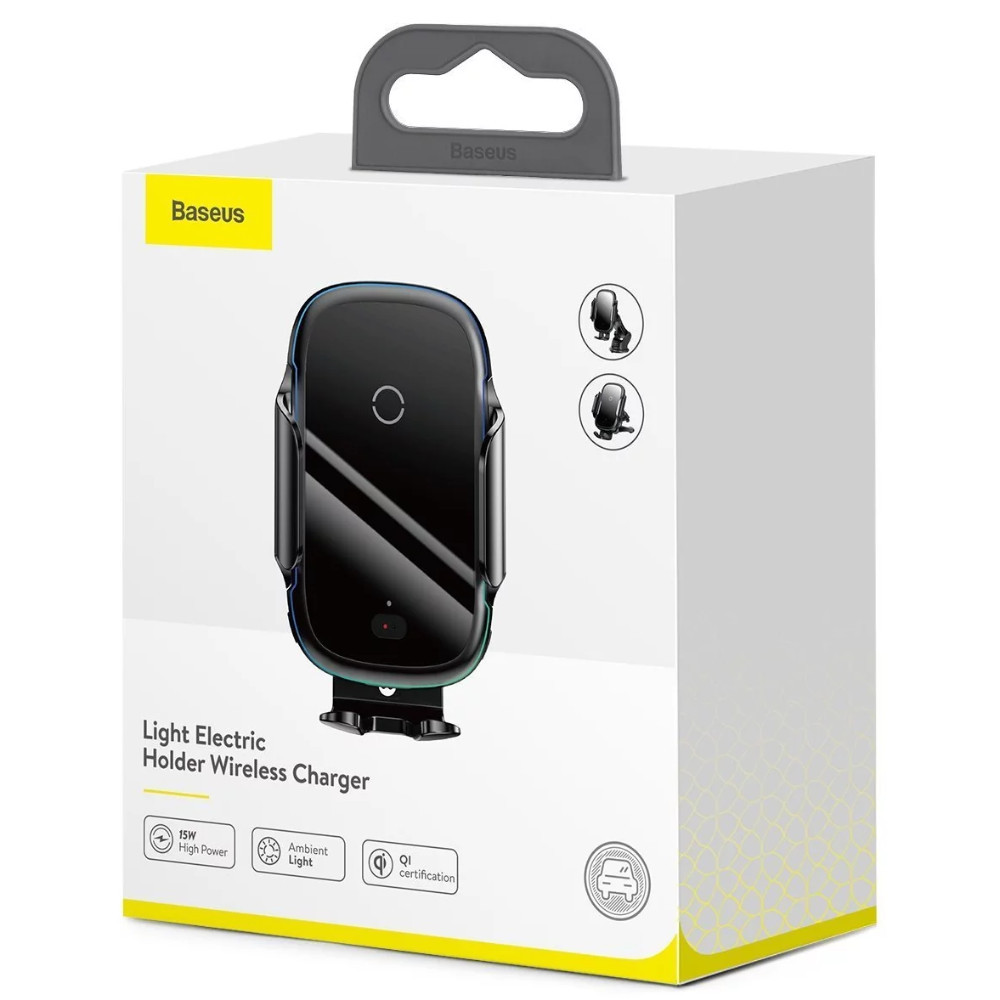 Автомобільний тримач для телефона з бездротовою зарядкою Baseus Light Electric 15 W WXHW03-01 (Чорний) Николаев - изображение 10