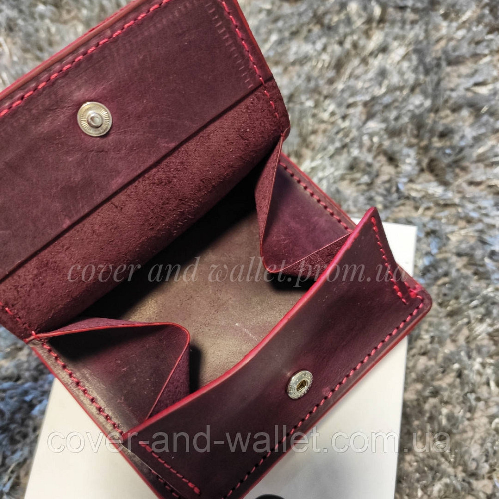 Компактний жіночий шкіряний гаманець на магнітах марсалового кольору Grande Pelle Lettera Київ - фото 6