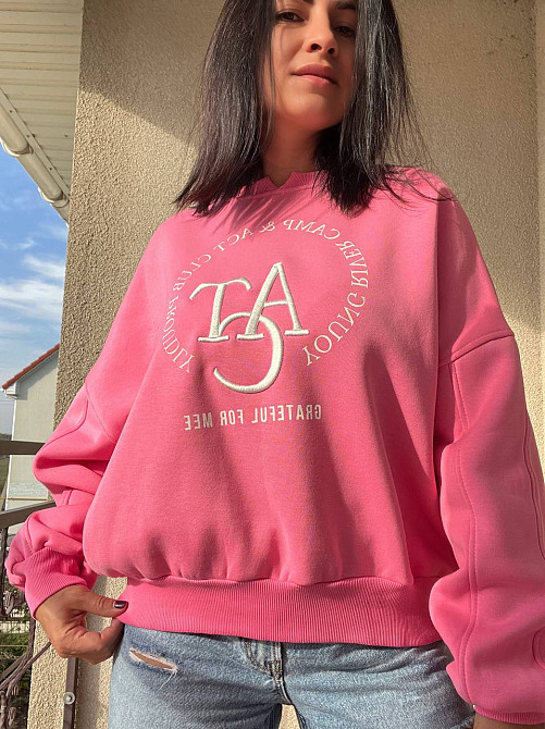 Свитшот женский OLIVIA 2479 широкий оверсайз утепленный вышивка рисунок one size, розовый, one size Киев - изображение 12