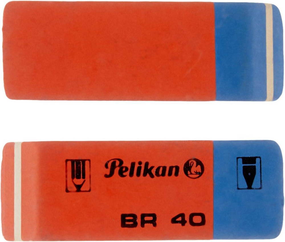 Ластик гумовий Pelikan BR40 для олівців універсальний офісний шкільний 58×20 мм 2 шт синій та червоний Київ - фото 2