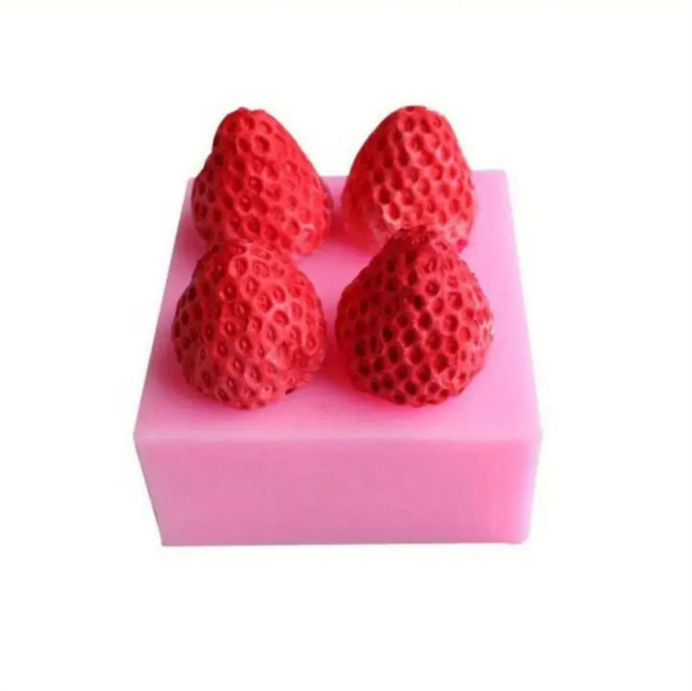 Молд силиконовый Клубника 50 на 50 мм розовый Киев - изображение 2