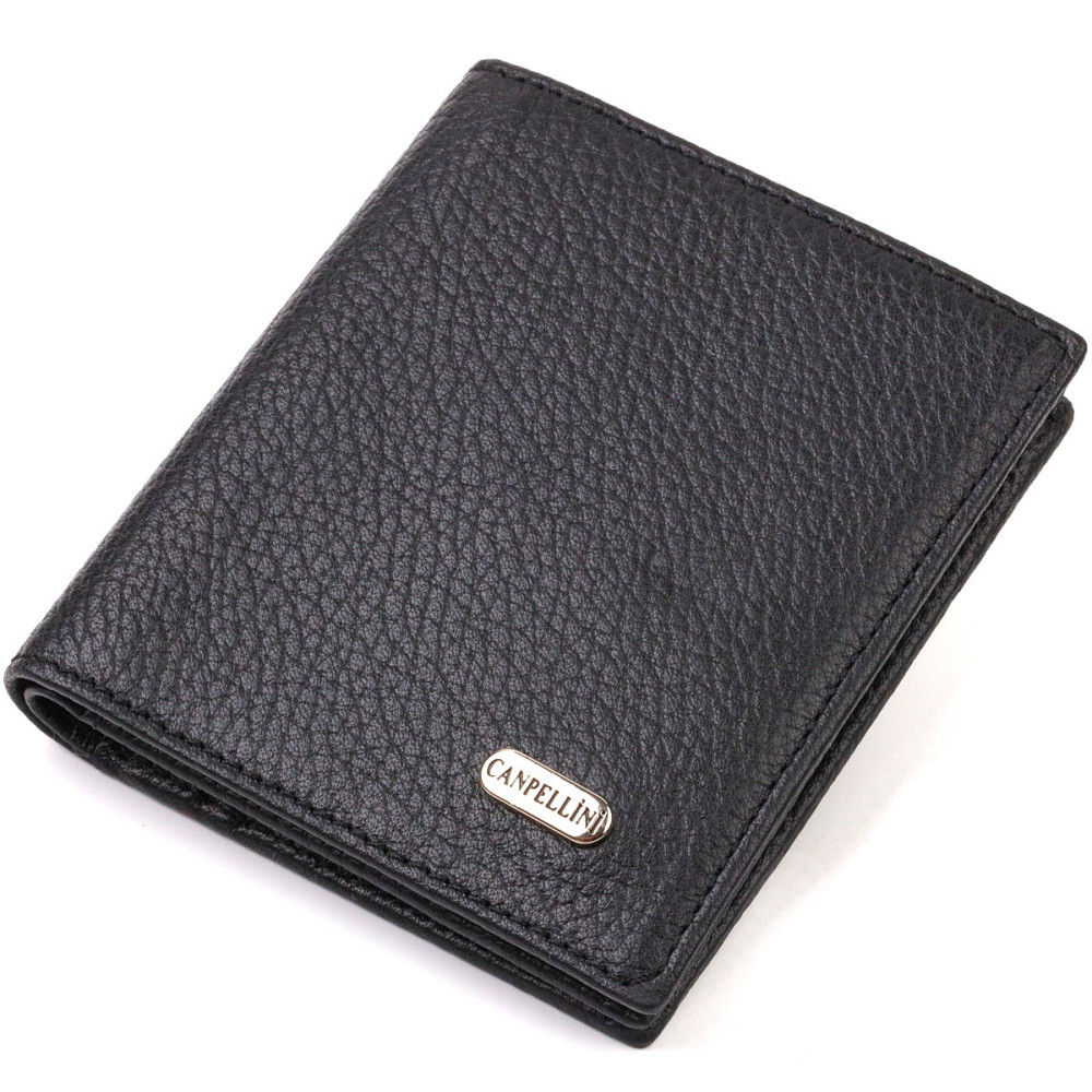 Классическое портмоне для мужчин из натуральной зернистой кожи CANPELLINI 21742 Черное Киев - изображение 1