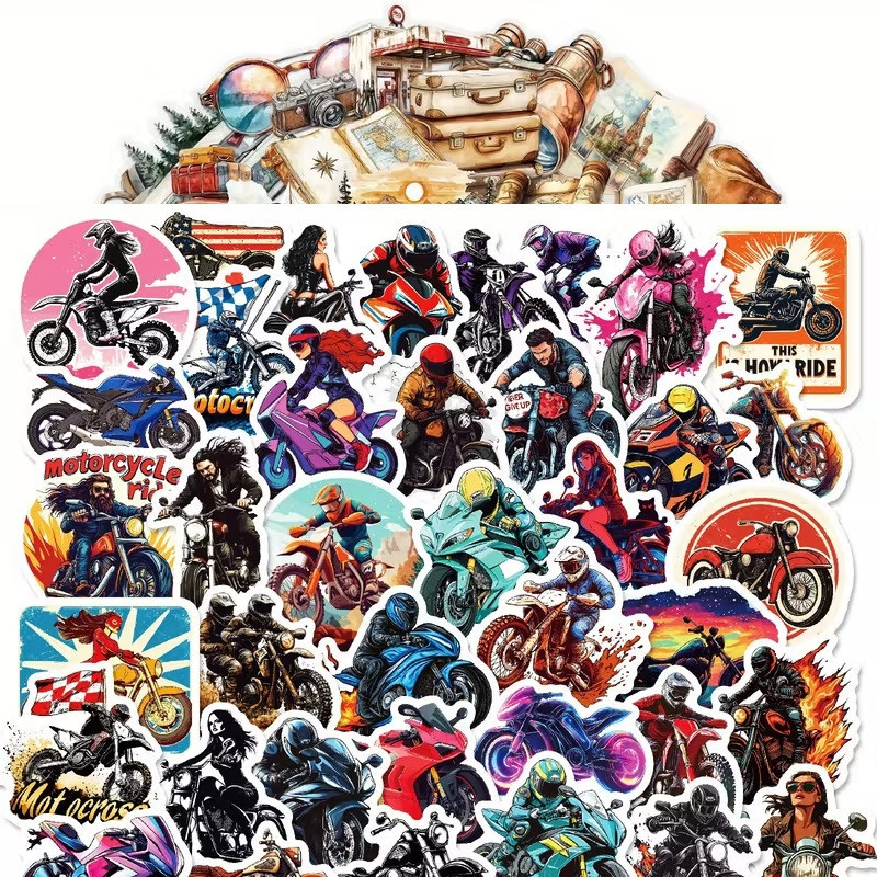 Набор стикеров 50 шт. с мотоциклами – байкерские наклейки для декора Киев - изображение 8