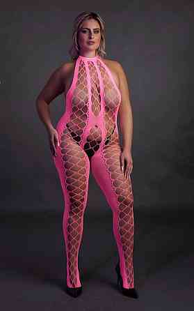 Бодистокинг - Ouch! Bodystocking With Halterneck Pink, XL/4XL Sex Aura Киев