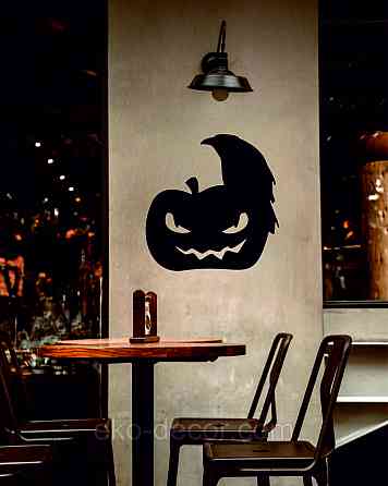 Декоративне настінне Панно «Хеллоуїн — гарбуз і ворон», Декор на стіну 90*88 см Київ