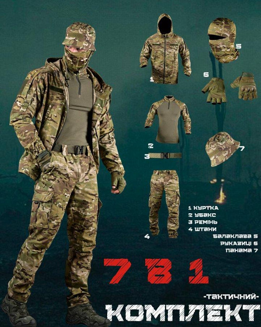 Летний тактический костюм PROJECT XEN 7в1 мультикам ДЛ7081 Одесса - изображение 2