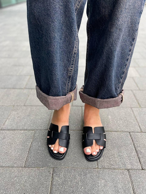 YES MILE Зручні жіночі шльопанці зі штучної шкіри чорні на низькому ходу YES MILE SF-16 р. 36-4 Коломия - фото 6