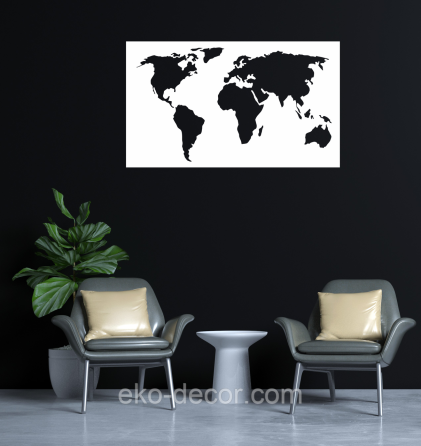 Декоративное настенное Панно «Карта», Декор на стену 110*64 см, Белый Киев