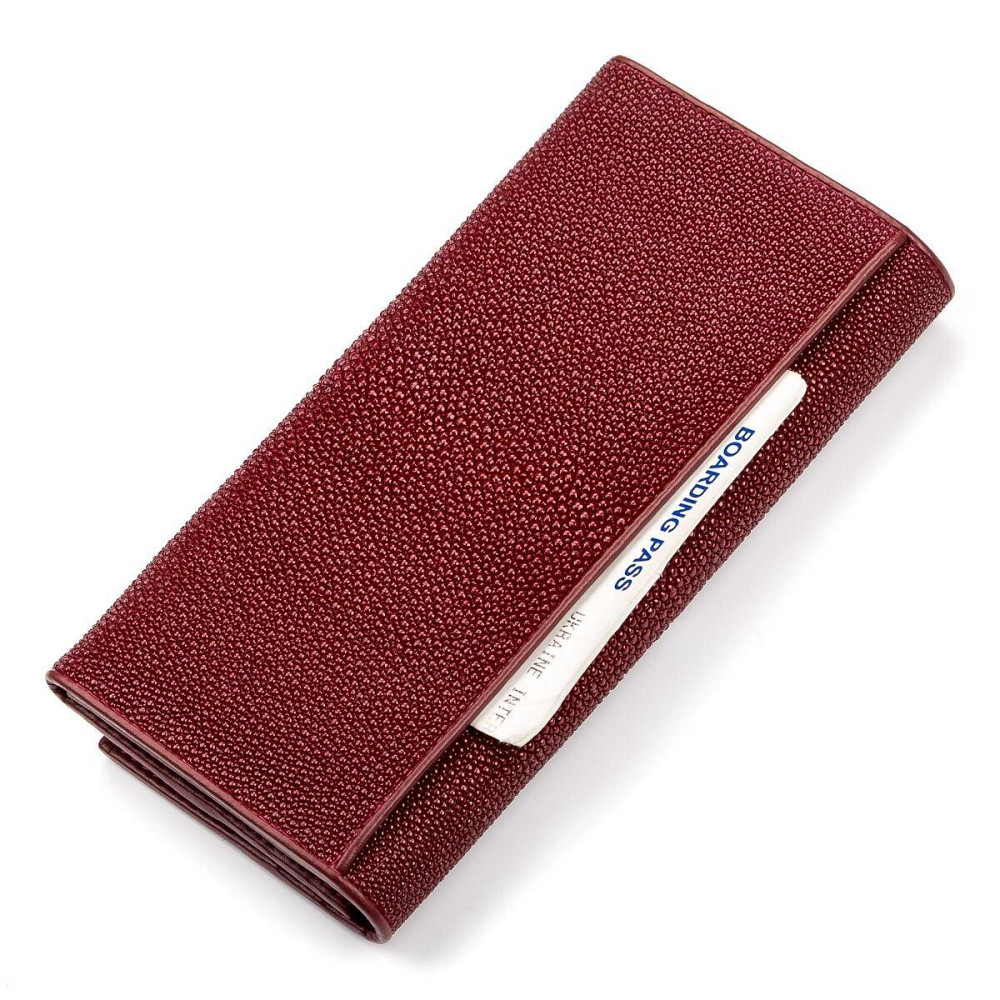 Кошелек женский STINGRAY LEATHER 18097 из натуральной кожи морского ската Бордовый Киев - изображение 7