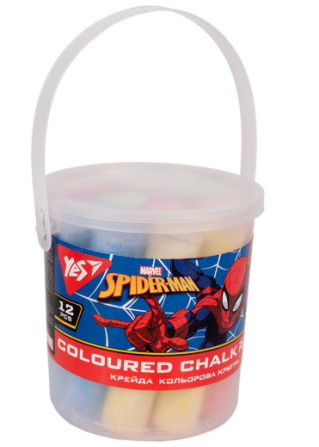 Крейда кольорова 12 шт. "Yes" JUMBO Marvel.Spiderman кругла у відрі, 400455 , шт Київ - фото 1
