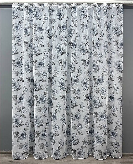 Тюль VR-Textil 1543т Flora Батист Білий з сіро-синім 300х265 см (42-1122) Київ - фото 2