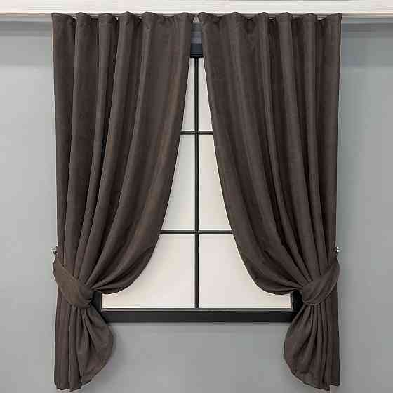 Комплект коротких штор VR-Textil Мікровелюр Petek YL № 1892ш Венге 140х170 см 2 шт (35-0422) Київ