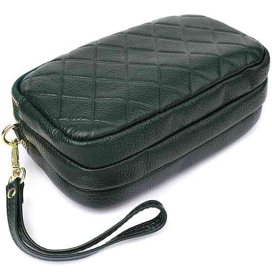 Шкіряна сумка на три відділення для жінок Vintage 22893 Зелений Київ