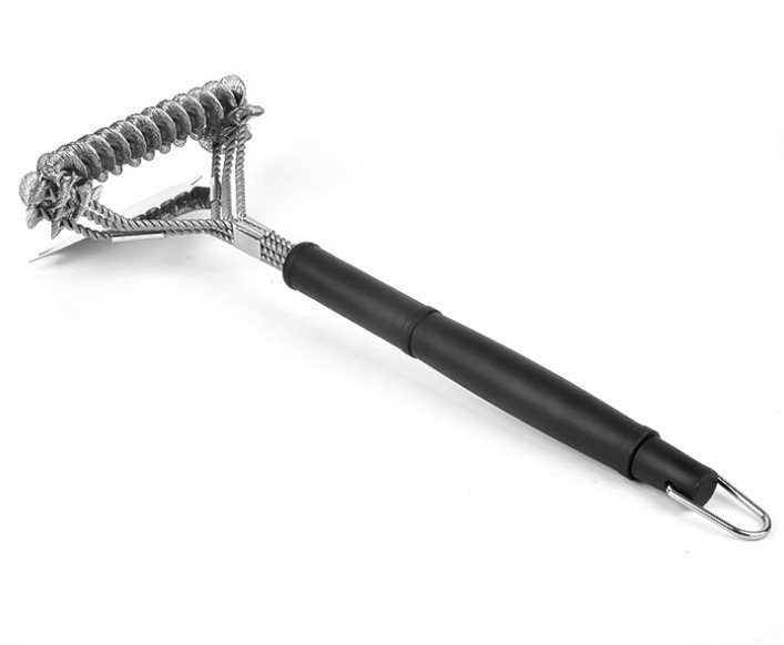 Щітка для гриля BBQ з скребком та стальною ручкою Київ - фото 9