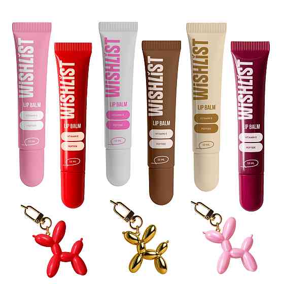 Набір 6 бальзамів-блисків для губ + Іграшки-брелки Espresso Noir & Ruby Nectar & Blessed Honey & Crystal Sorbet & Sweet Candy &
   Киев