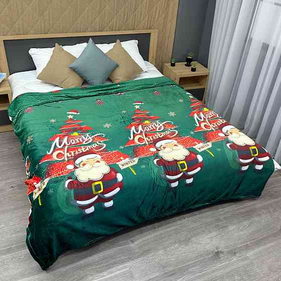 Плед-покрывало 200х230 см с рождественским принтом Разноцветный (87-324) Киев