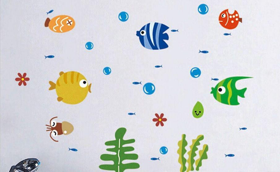 Наклейки з рибками дитячі 42 на 24 см різнобарвний Київ - фото 6