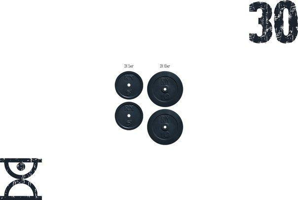 Набір блінів 30 кг (2x5 і 2x10) на гриф 25,30.50 мм Гантелі, гирі, штанги та диски граниліт пофарбований Київ - фото 1
