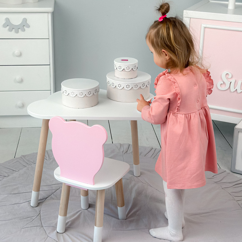 Игровой столик и стульчик для малыша идеальный комплект для рисования и учёбы Cтол тучка и стул мишка розовый Киев - изображение 10