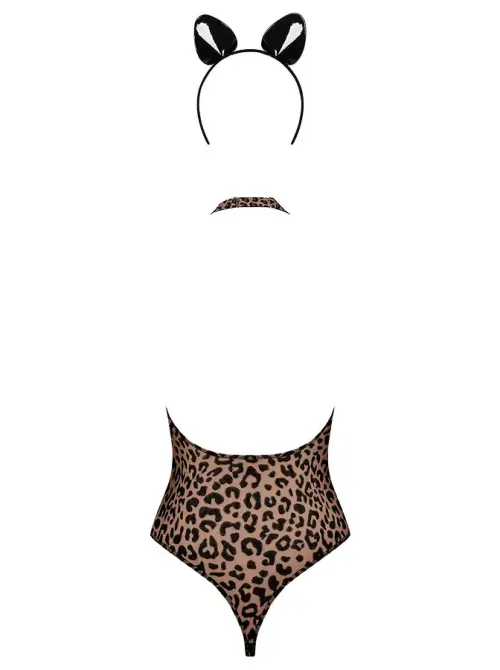 Еротичний костюм леопарда Obsessive Leocatia teddy XXL, боді, обруч з вушками Львів - фото 4