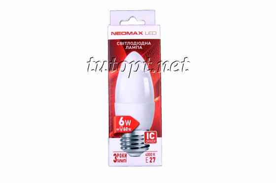 Світлодіодна LED лампочка NeoMax (EcoLux) 6W NX6C E27 4000K (Свічка) Дніпро