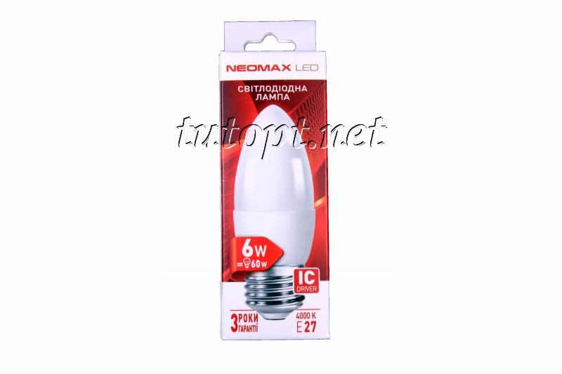 Светодиодная LED лампочка NeoMax (EcoLux) 6W NX6C E27 4000K (Свечка) Днепр - изображение 2