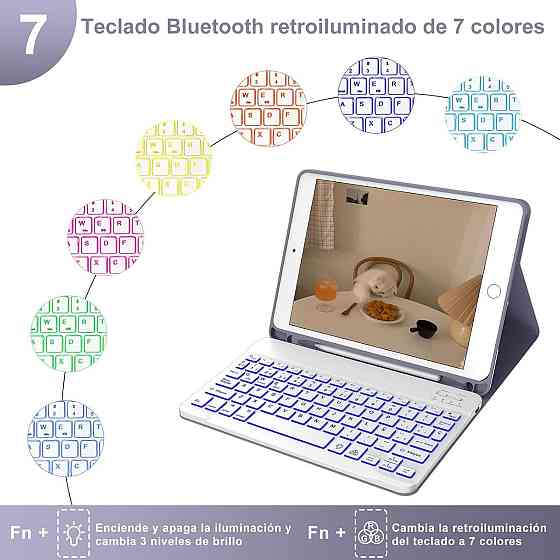 Чехол с магнитной клавиатурой для iPad 9.7” 5 6 поколения Pro, Air 1/2 подсветкой держатель стилуса лавандовый Киев