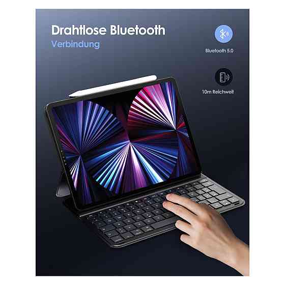 Чохол клавіатура Qulose QWERTZ для iPad Air 11 M3 2025 M2 2024 iPad Air 10.9 (4/5) iPad Pro 11 Bluetooth USB-C чорний Київ