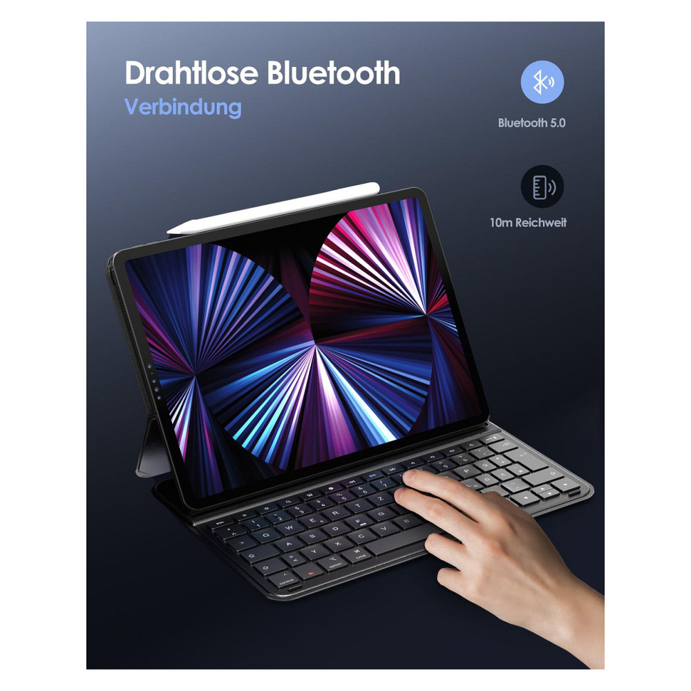 Чехол клавиатура Qulose QWERTZ для iPad Air 11 M3/M2 iPad Air 10.9 (4/5) iPad Pro 11 Bluetooth USB-C черный Киев - изображение 2