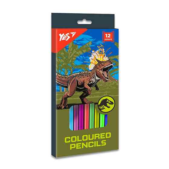 Олівці кольорові 12 кол. "Yes" Jurassic World тригранні, 290722, шт Київ