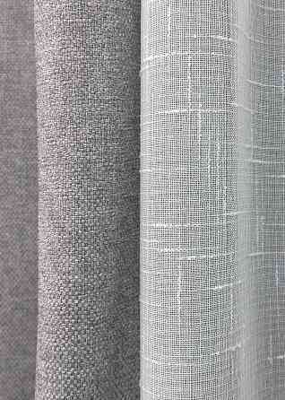 Комплект штор VR-Textil льон преміум ELEMENTA 200х270 2шт і Тюль 600х270 1866ш-115т світло-сірий з білим 71-067/7 Київ