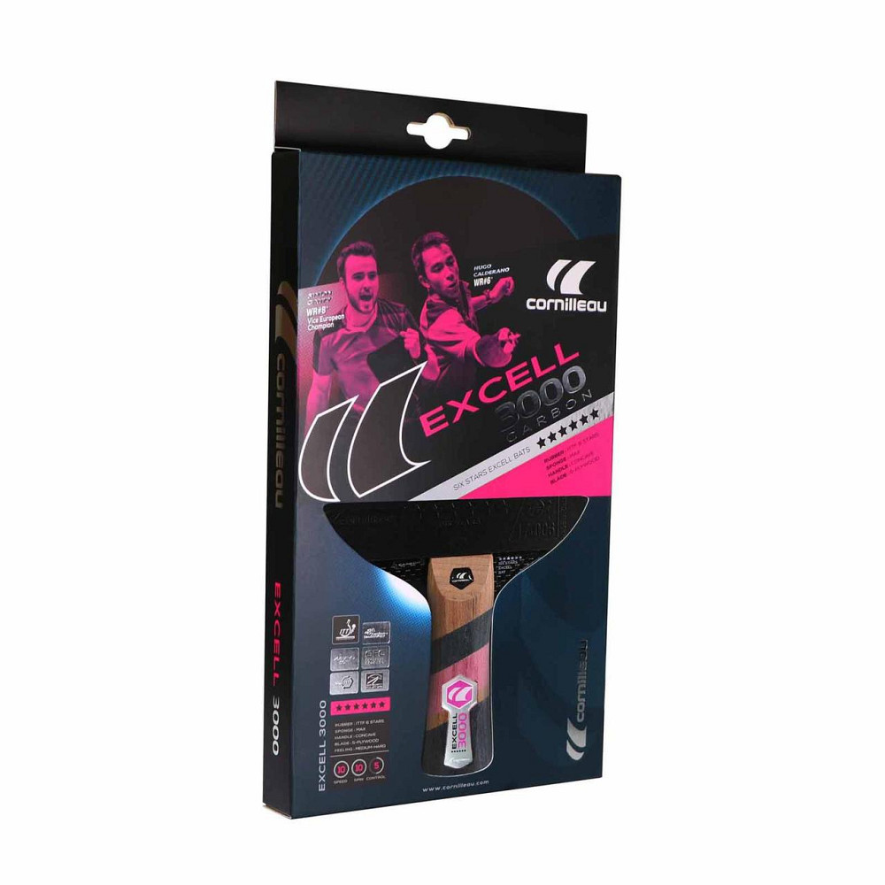Ракетка для настільного тенісу Cornilleau EXCELL CARBON 3000, чорно-червона Київ - фото 7