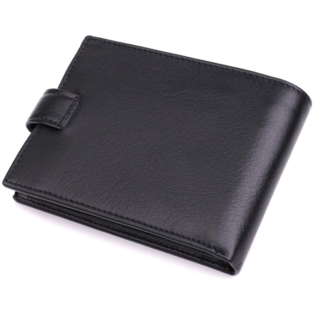 Місткий чоловічий гаманець з натуральної шкіри BOND 22861 Чорний Київ - фото 2