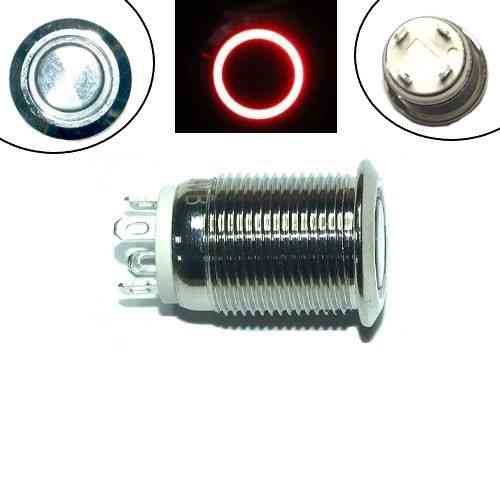 Кнопка 12 мм возвратная 12–24 В красный LED 4 pin 12C-P10D универсальная для электроники авто и DIY проектов Киев
