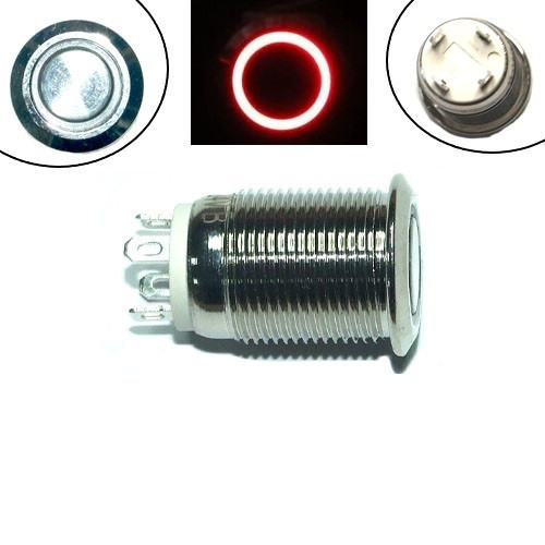 Кнопка 12 мм повертаюча 12–24 В червона LED 4 pin 12C-P10D універсальна для електроніки авто та DIY проєктів Київ - фото 1