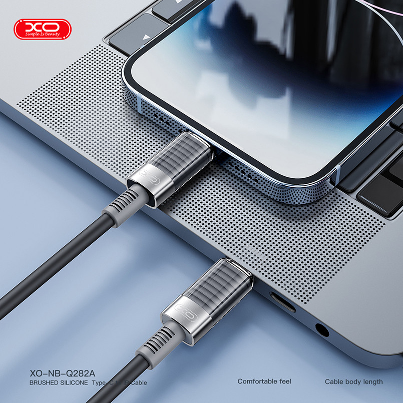 Кабель XO Brushed Silicone USB to Lightning 6A 1м чорний Львів - фото 2